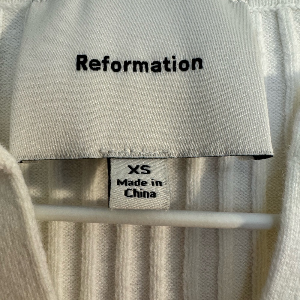 Reformation Cream Ribbed Button-Front Cardigan - Picture 12 of 16